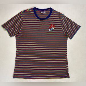 The Smurfs Logo Striped T-shirt Men Medium Multicolor Short Sleeve